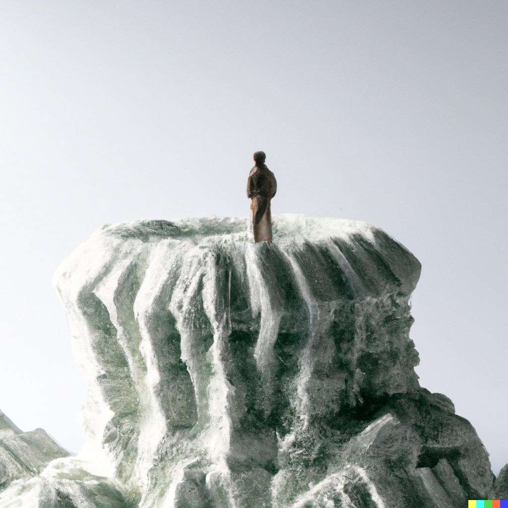 someone gazing at Mount Everest, 3D-printed model